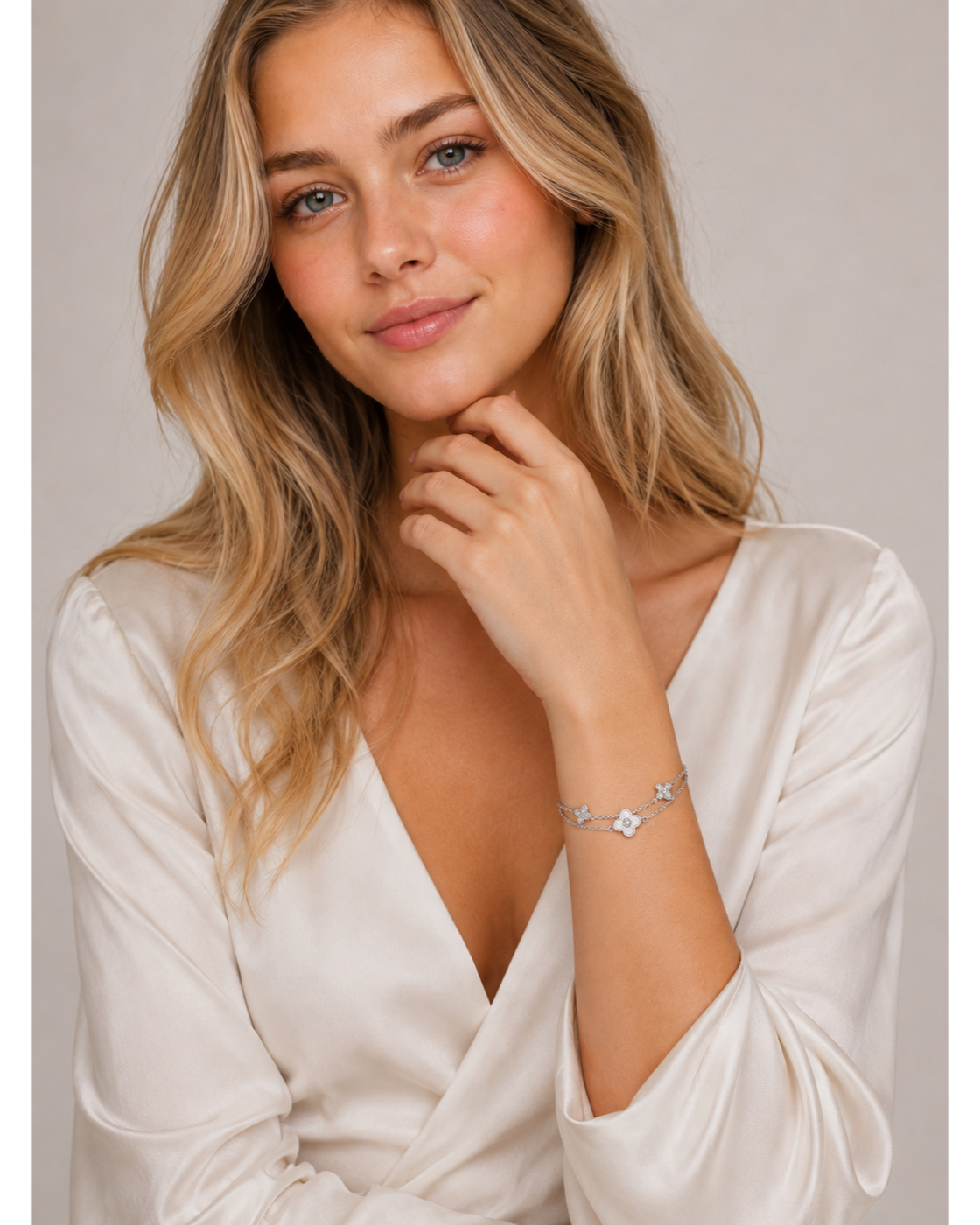 Gold Plated Double Layer Clover Bracelet