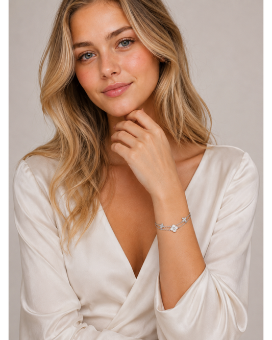 Gold Plated Double Layer Clover Bracelet