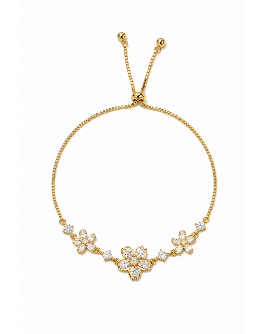 Gold Plated Floral Slider Bracelet