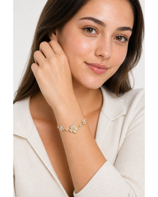 Gold Plated Floral Slider Bracelet