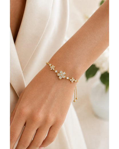 Gold Plated Floral Slider Bracelet