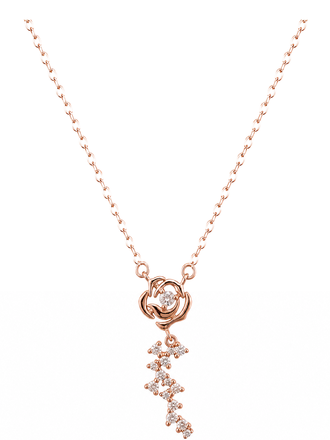 Rose Gold Plated Sterling Silver Rose Drop Necklace
