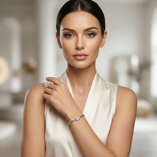 Rainbow Baguette Zircon Gold Plated Bracelet