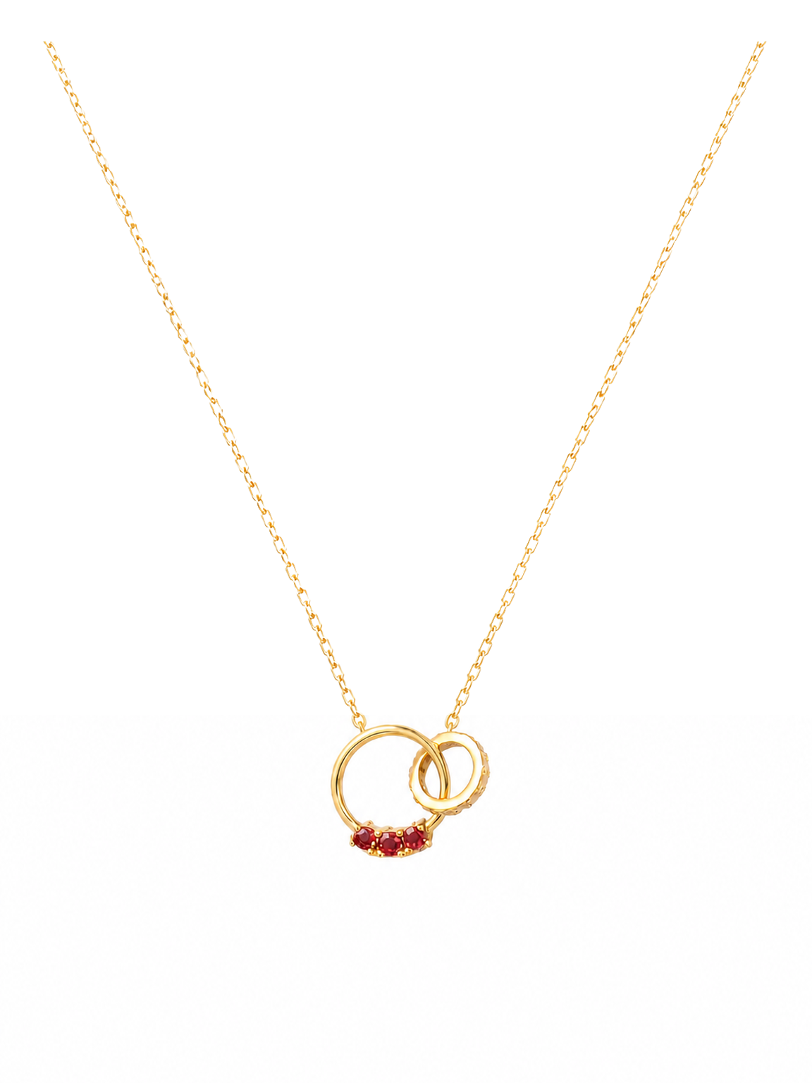 Gold Plated Interlocking Circle Zircon Necklace