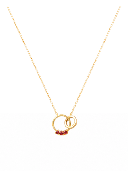 Gold Plated Interlocking Circle Zircon Necklace