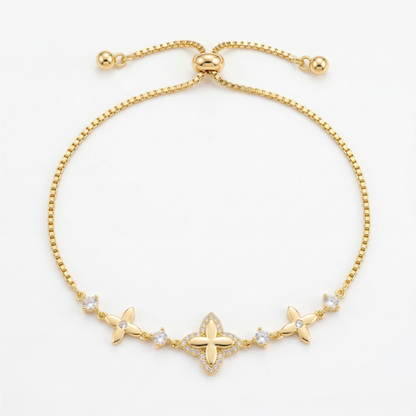Vintage Floral Zircon Gold Plated Bracelet