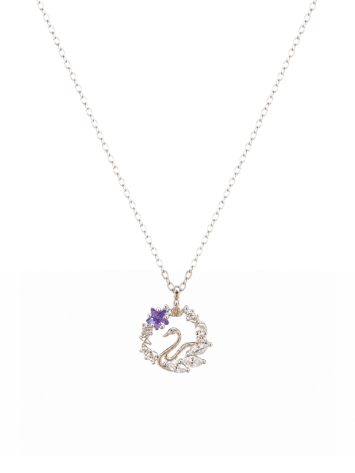 Sterling Silver Swan Wreath Necklace