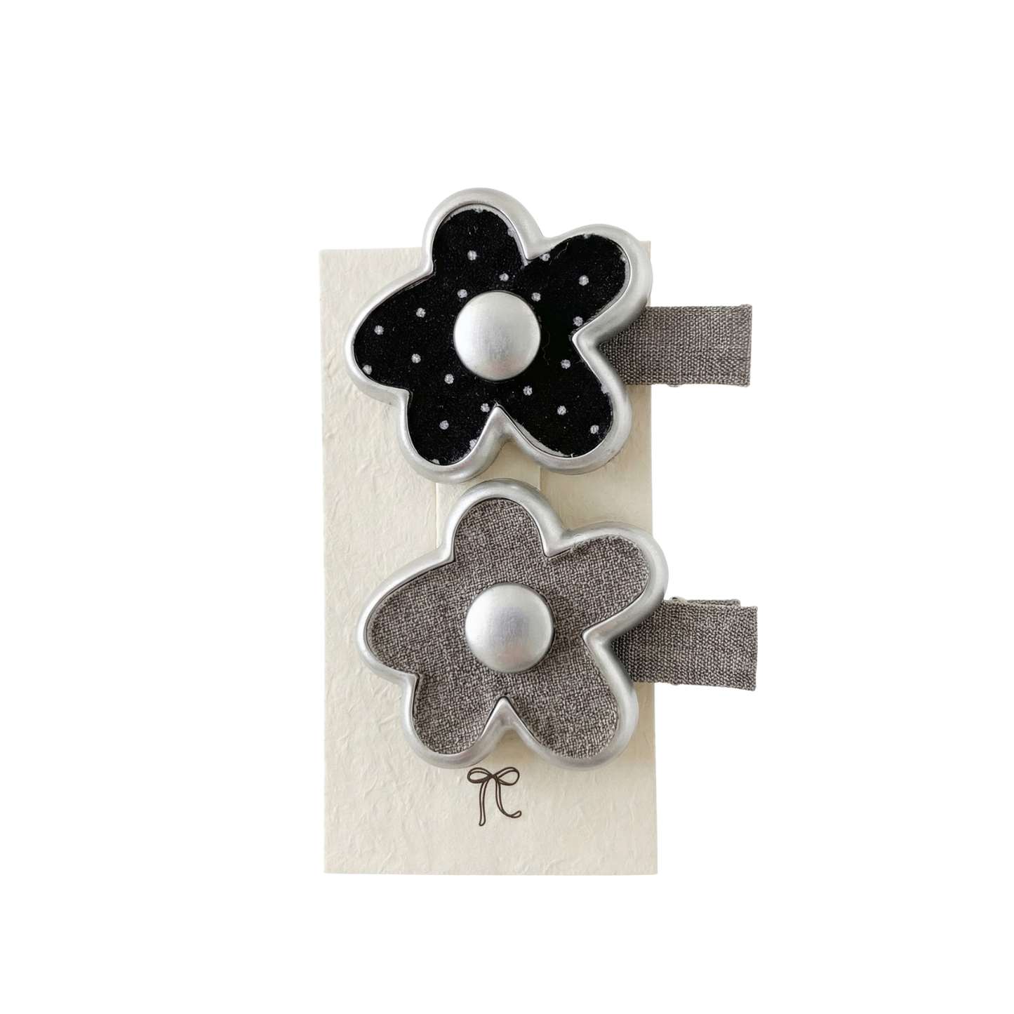 Retro Gingham Flower Clip Set