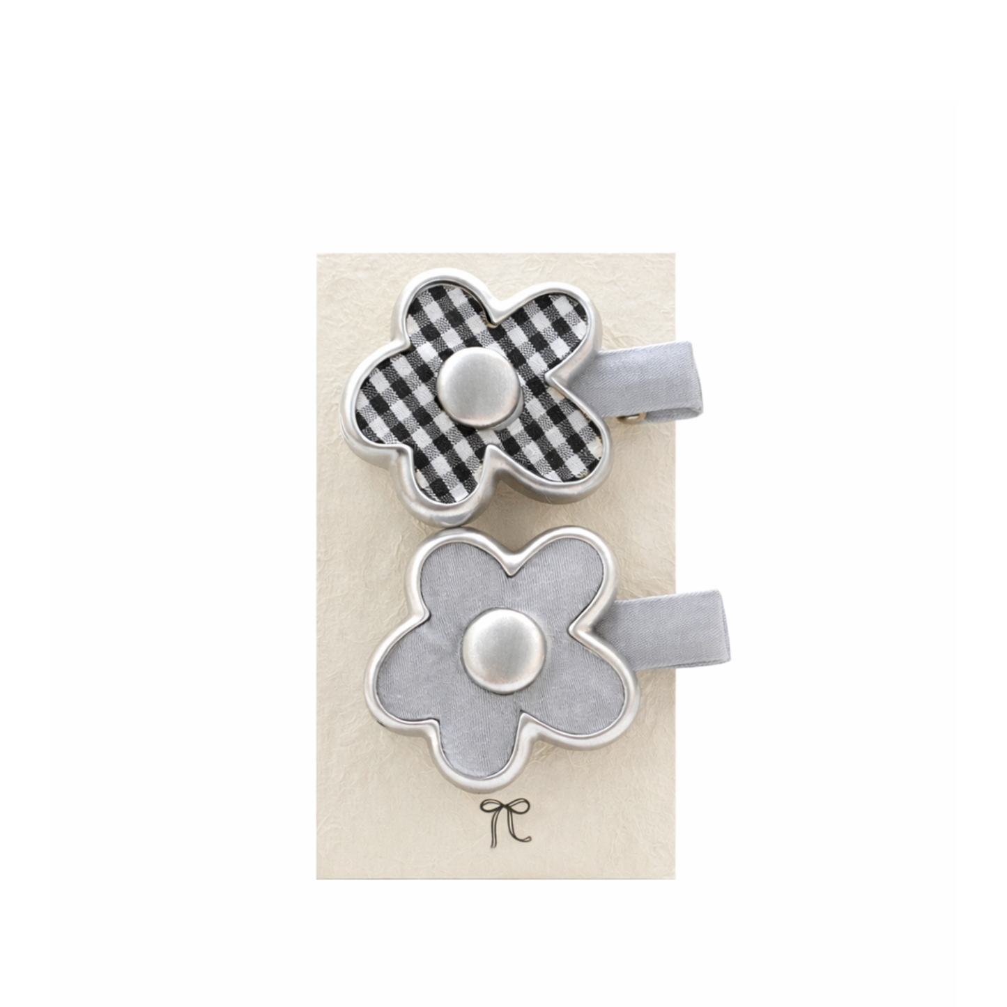 Retro Gingham Flower Clip Set