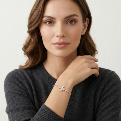 Sparkling Zircon Cross Rose Gold Plated Bracelet