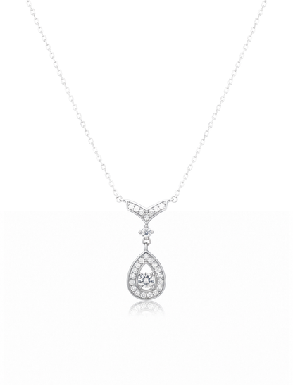 Sterling Silver Teardrop Zircon Pendant Necklace