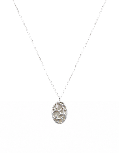 Sterling Silver Openwork Oval Pendant Necklace