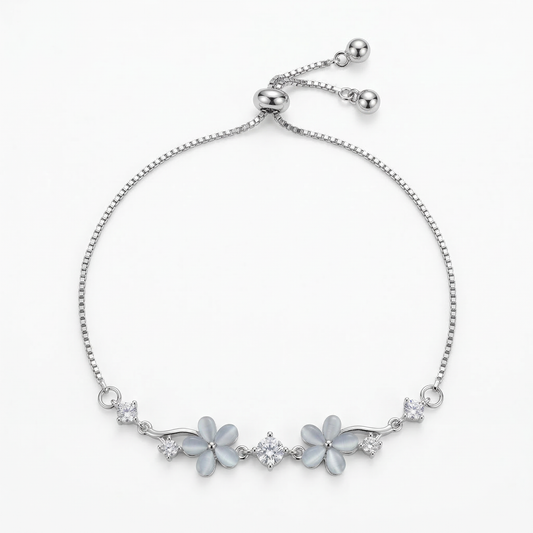 Delicate Floral Zircon Gold Plated Bracelet