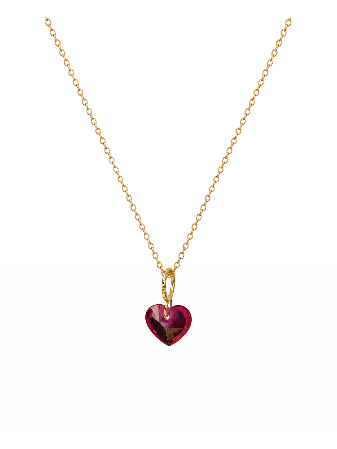 Gold Plated Sterling Silver Red Heart Pendant Necklace