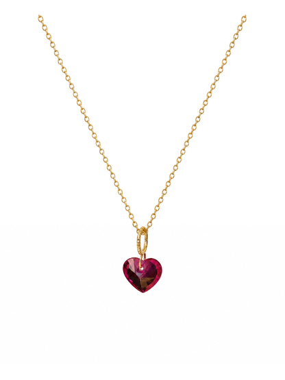 Gold Plated Sterling Silver Red Heart Pendant Necklace