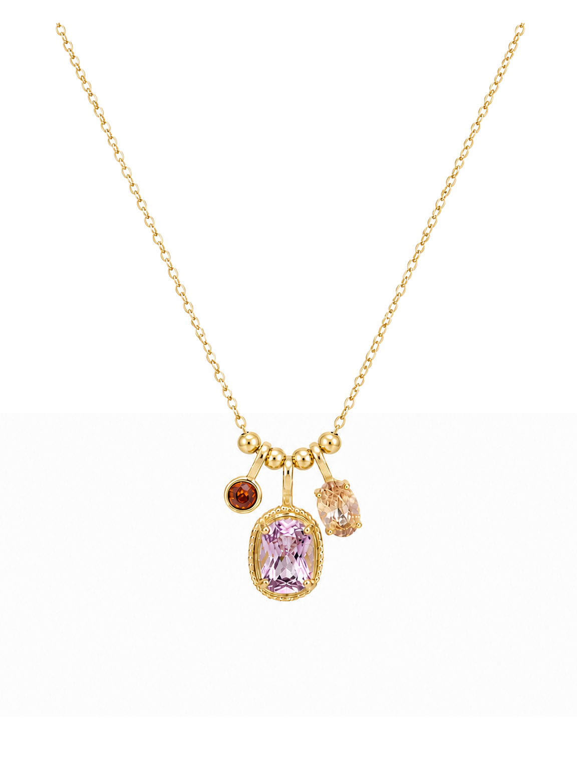 Gold Plated Triple Zircon Charm Necklace