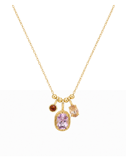 Gold Plated Triple Zircon Charm Necklace