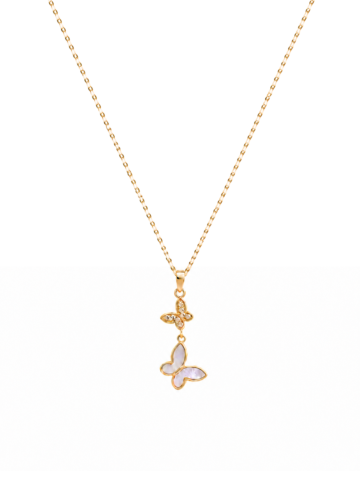 Gold Plated Double Butterfly Sterling Silver Necklace