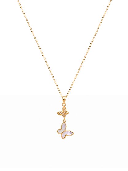 Gold Plated Double Butterfly Sterling Silver Necklace