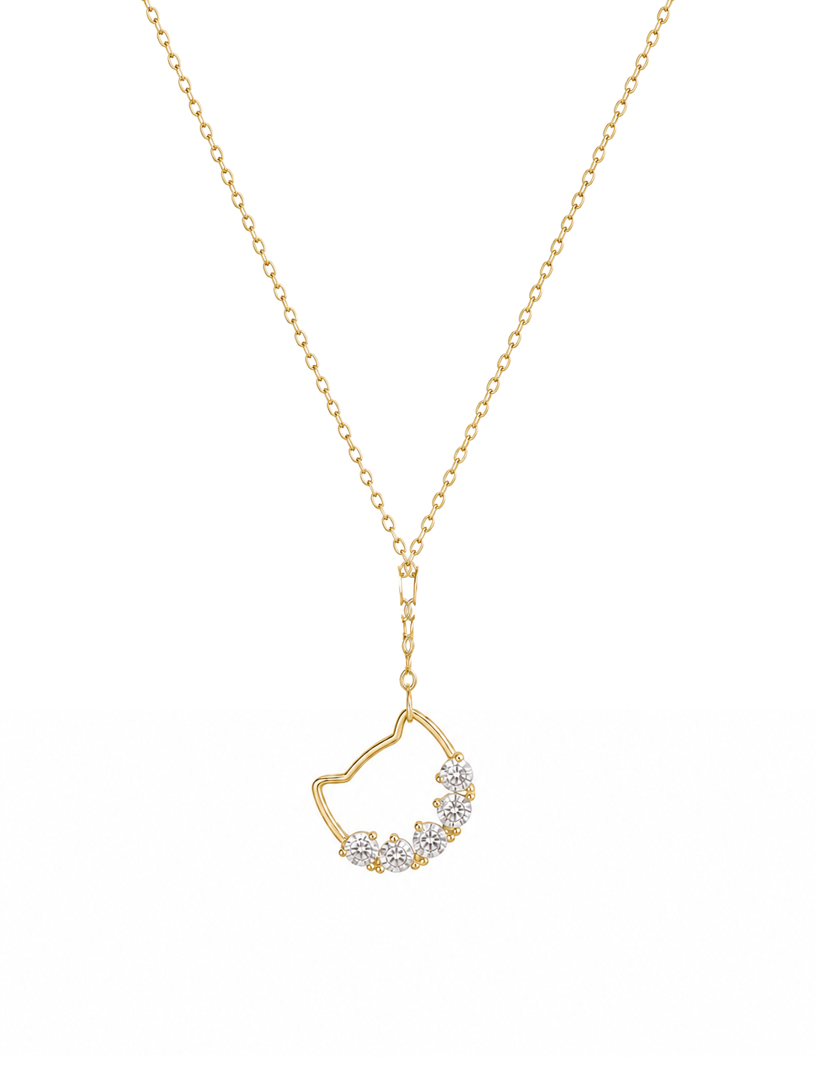 Gold Plated Cat Outline Zircon Pendant Necklace