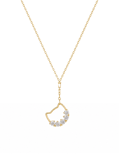 Gold Plated Cat Outline Zircon Pendant Necklace