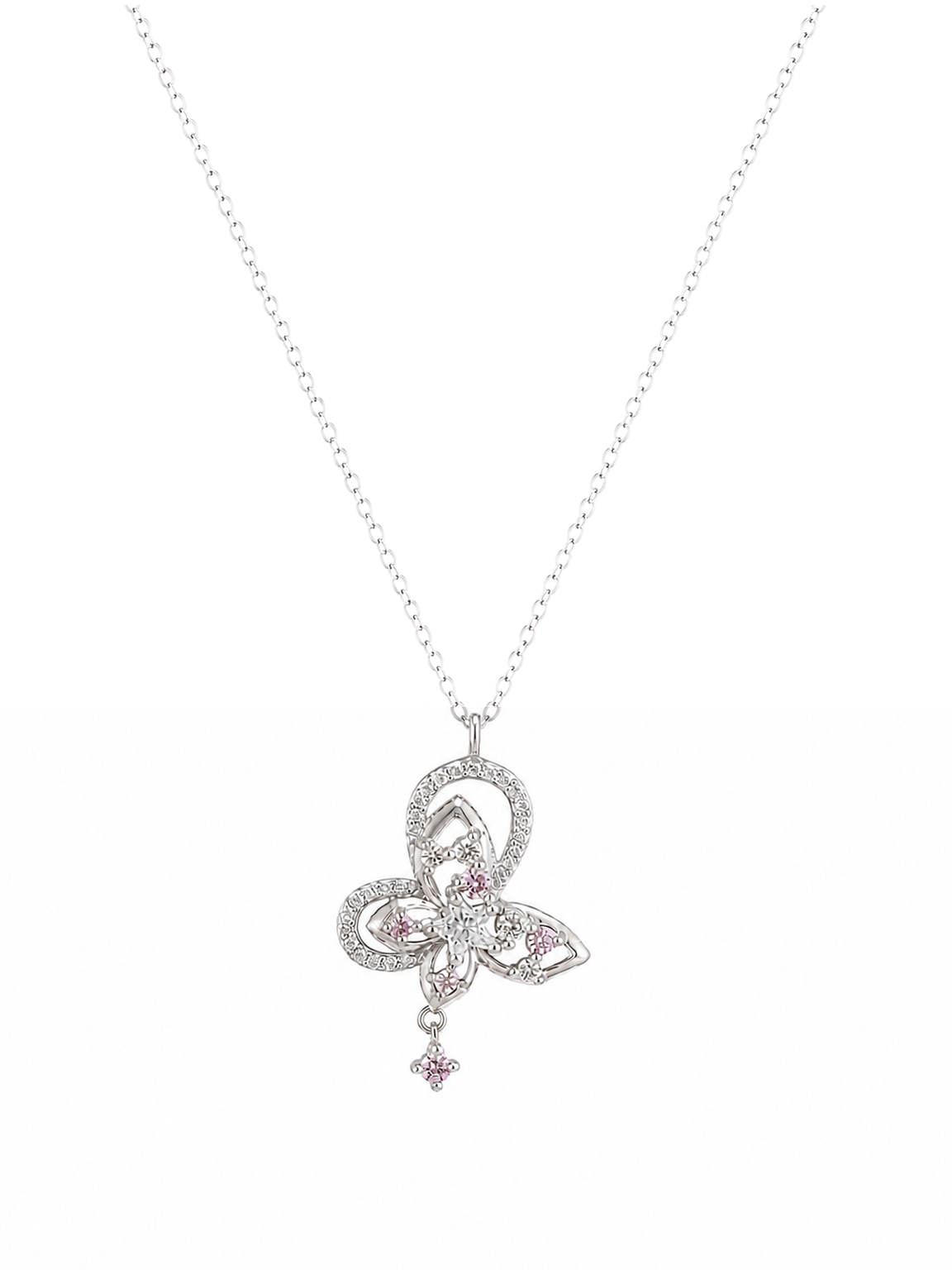 Sterling Silver Butterfly Zircon Necklace