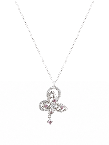 Sterling Silver Butterfly Zircon Necklace