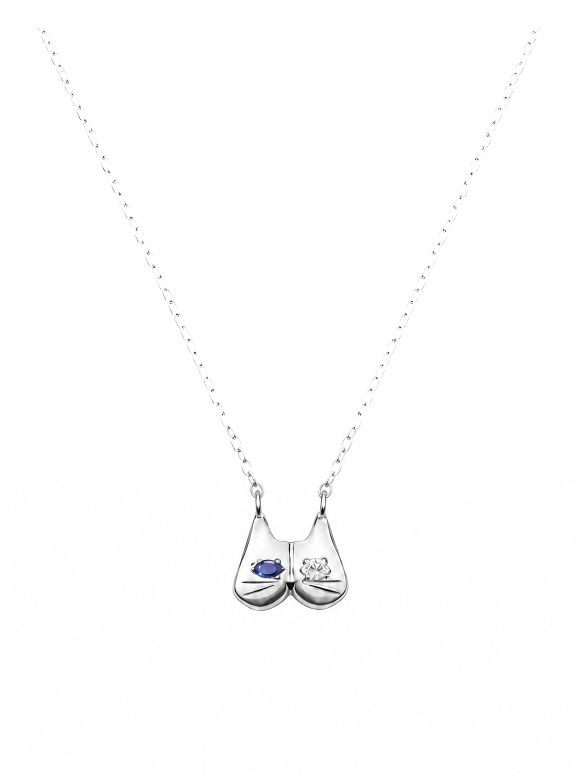Sterling Silver Cat Face Necklace