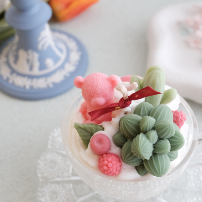 Terrarium Delight Premium Vintage Tea Cup Candle with Teddy Bear