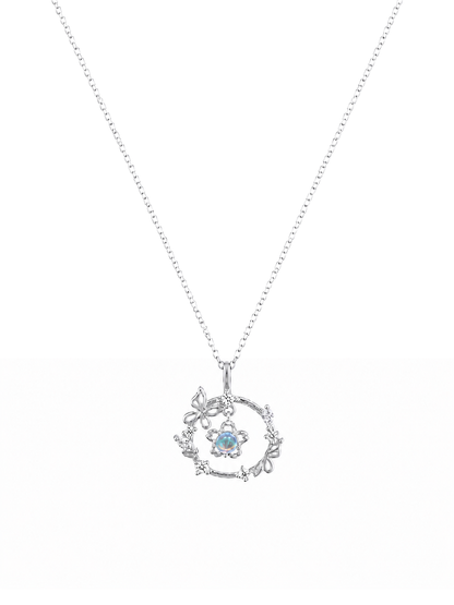 Sterling Silver Butterfly Wreath Necklace