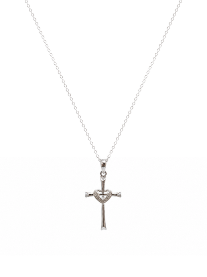 Sterling Silver Heart Cross Necklace