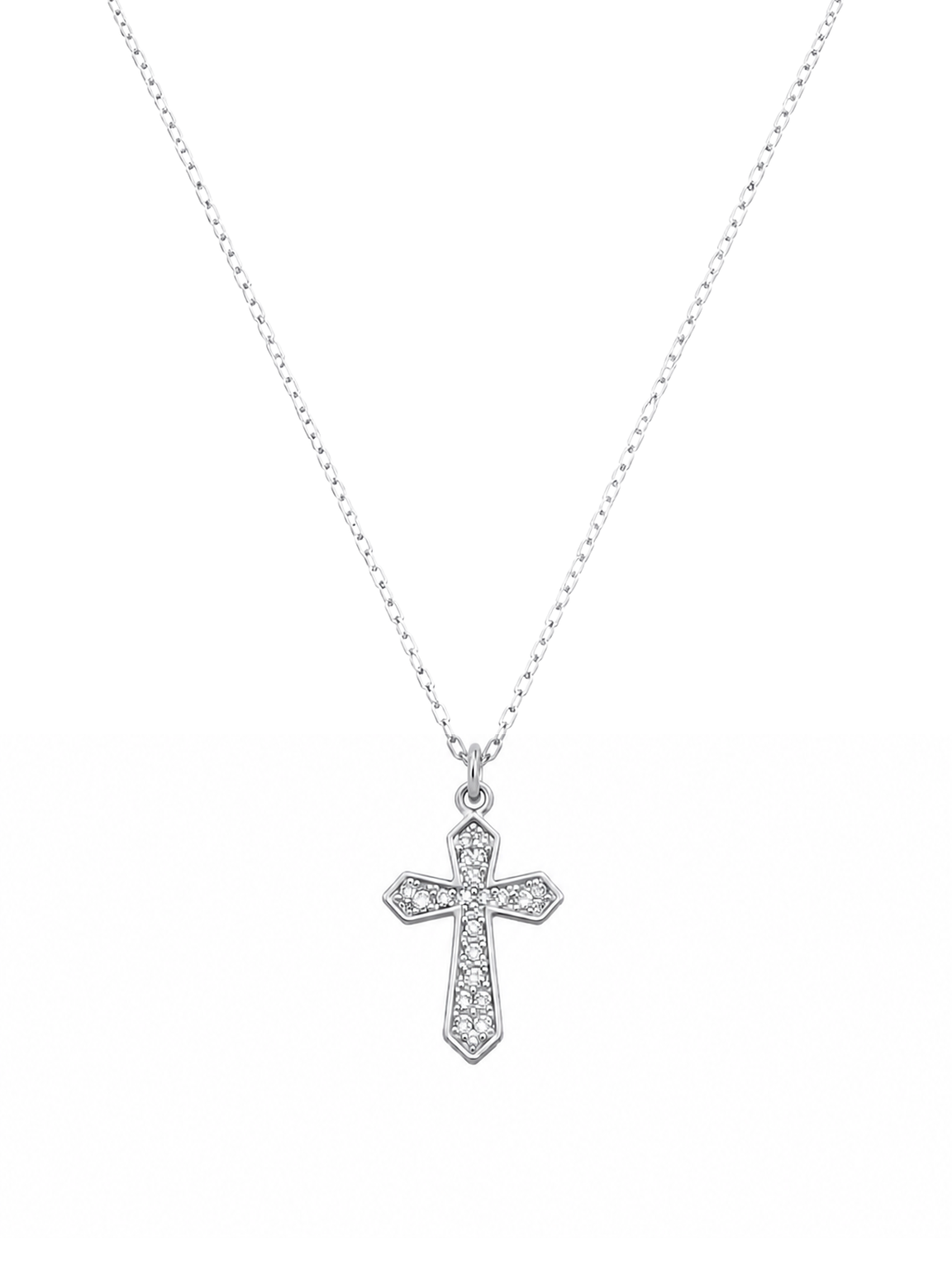 Sterling Silver Pavé Cross Necklace