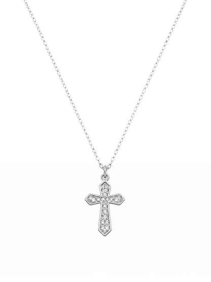 Sterling Silver Pavé Cross Necklace