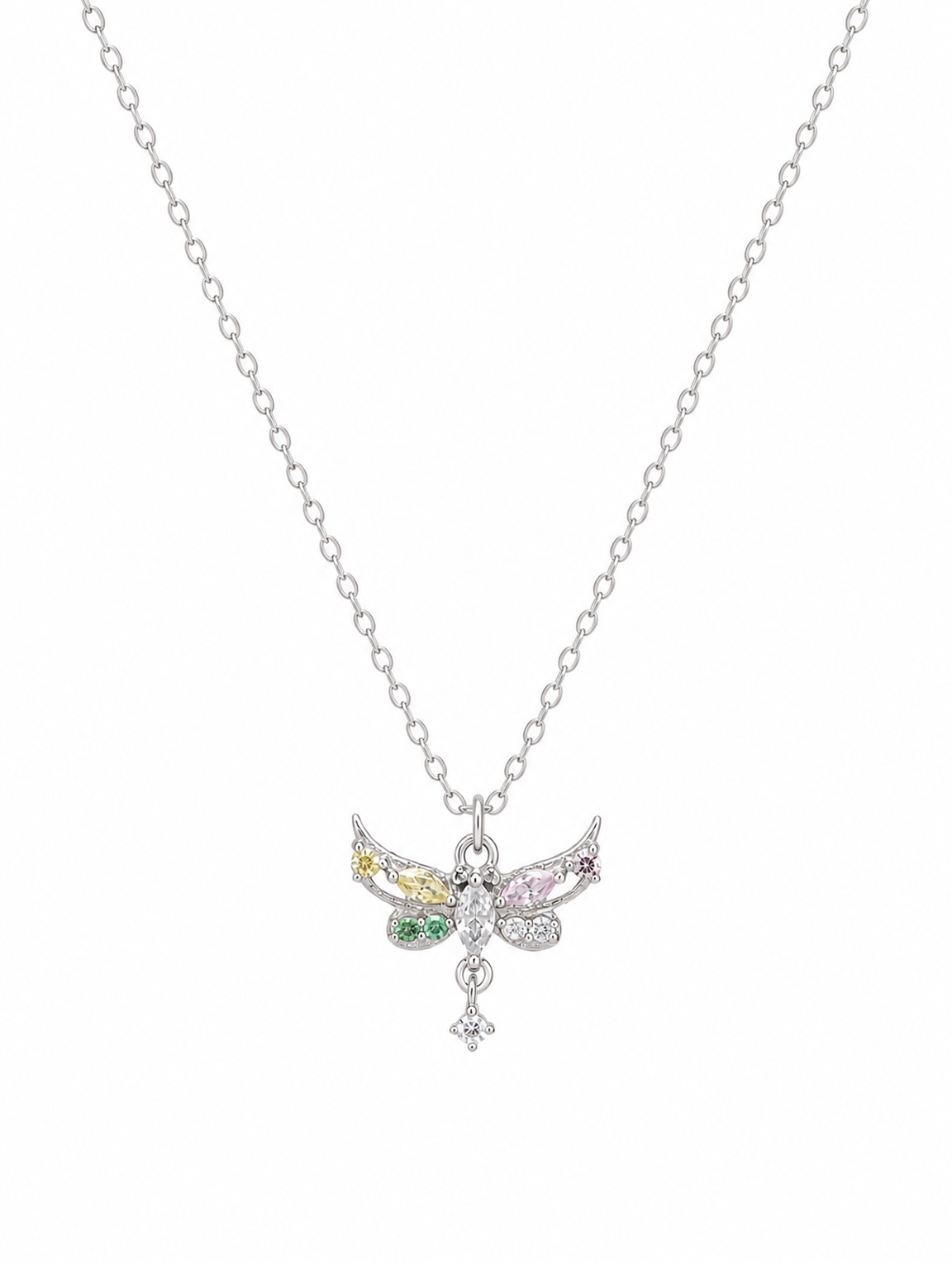 Sterling Silver Butterfly Zircon Necklace