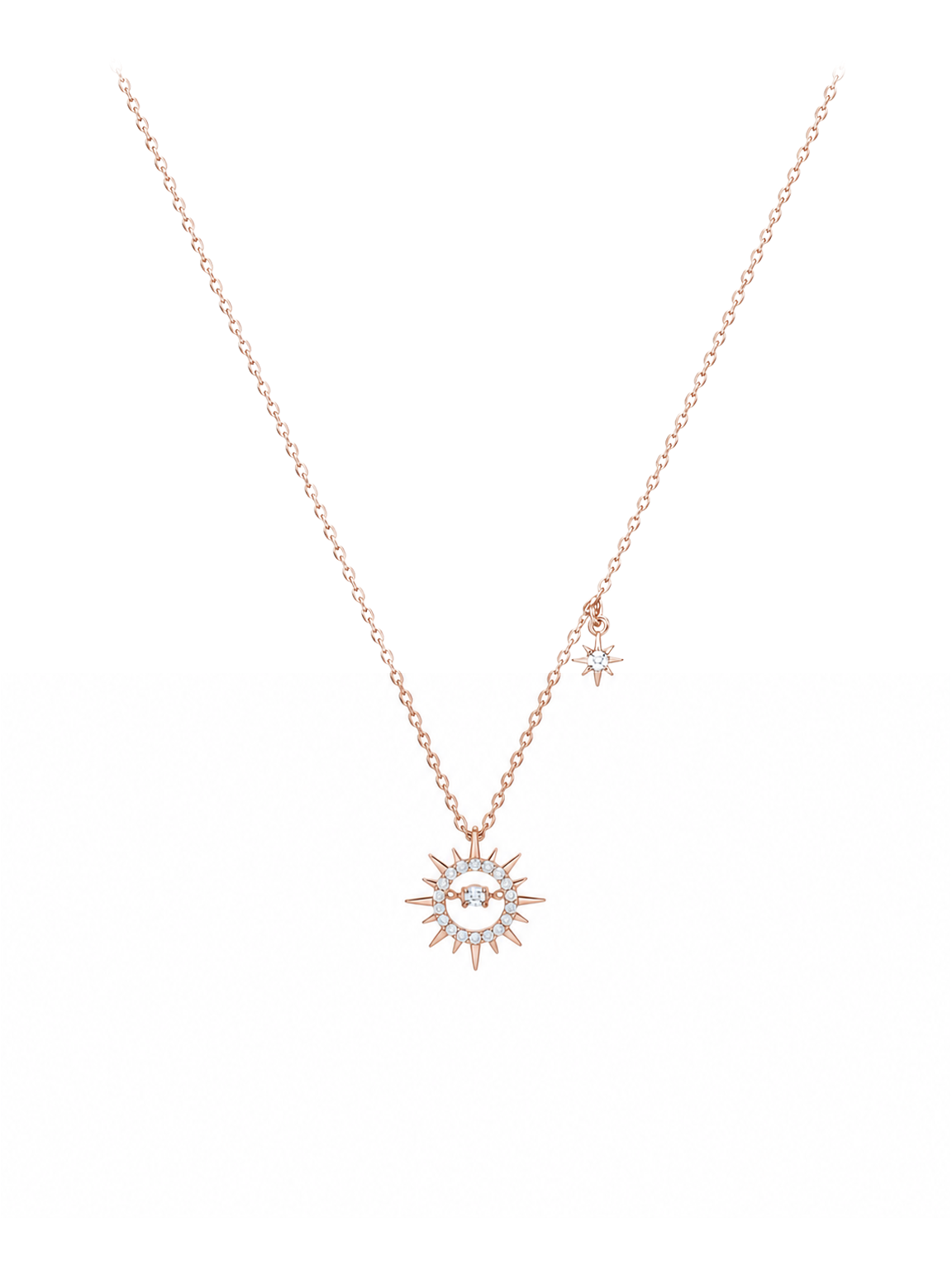 Elegant Rose Gold Plated Sun Necklace, 45cm