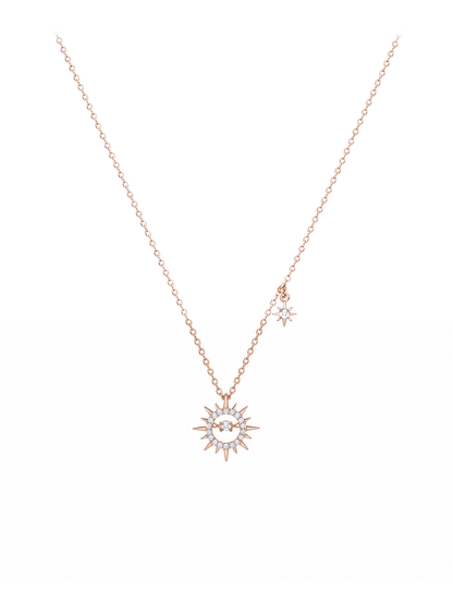 Elegant Rose Gold Plated Sun Necklace, 45cm