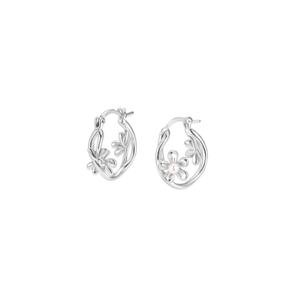 Blooming Pearl Petal Hoop Earrings