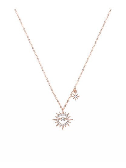 Delicate Rose Gold Plated Sunburst Necklace 45cm