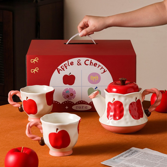 Apple Ceramic Tea Set – Cute Fruit Teapot and Mug Gift Set