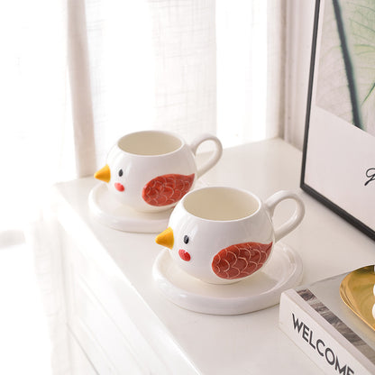 Bird Beak Ceramic Mug with Saucer