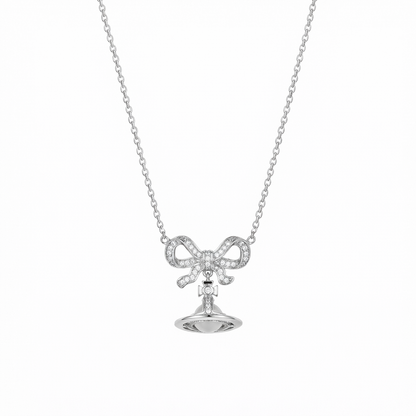Sparkling Bow And Orb Necklace