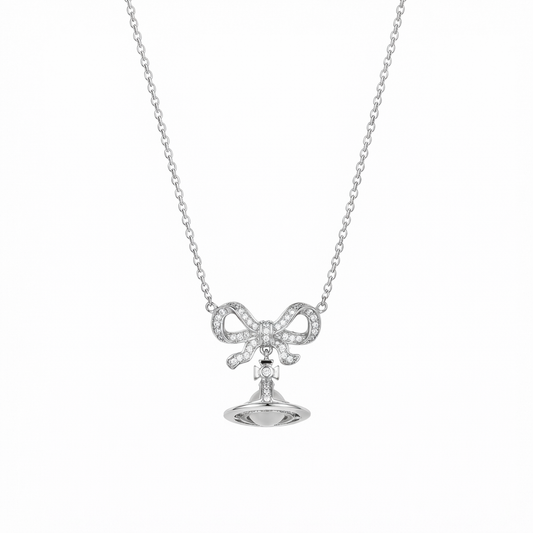 Sparkling Bow And Orb Necklace
