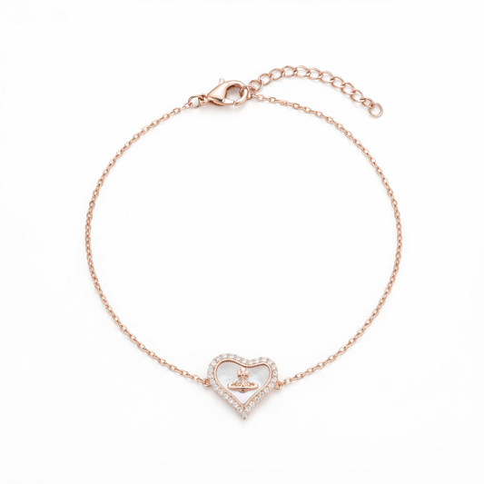 Sparkling Orb Heart Rose Gold Plated Bracelet