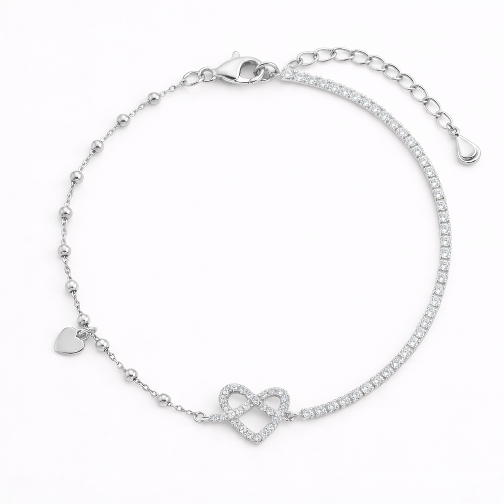 Sparkling Interlocking Heart Gold Plated Bracelet