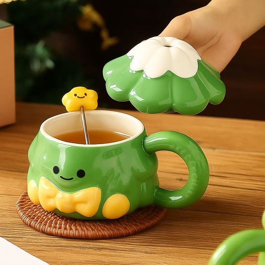 Merry Tree Ceramic Mug with Lid