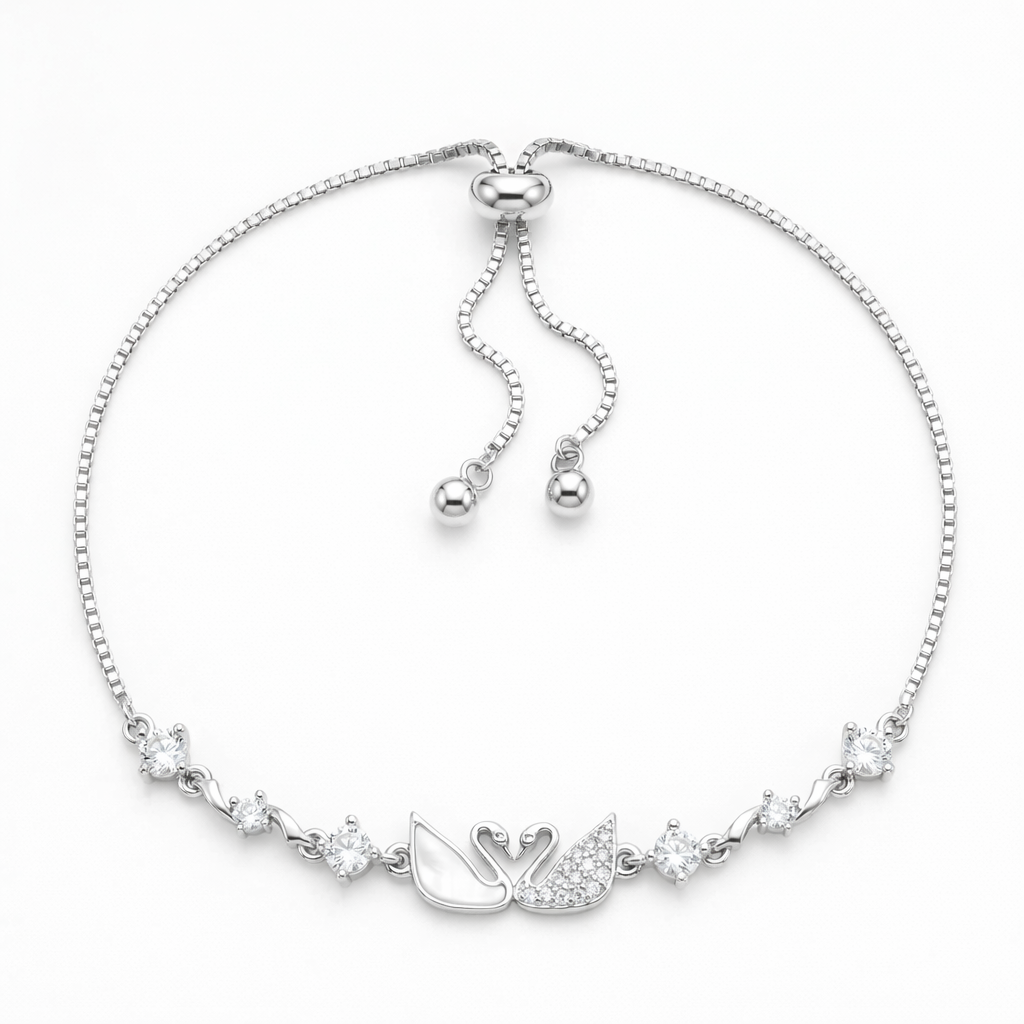 Romantic Double Swan Zircon Gold Plated Bracelet