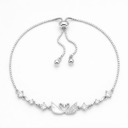 Romantic Double Swan Zircon Gold Plated Bracelet