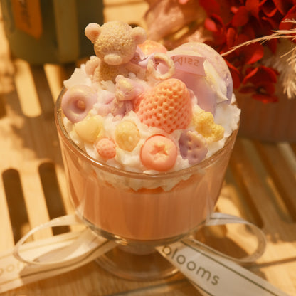 Miss Blooms Giant Sundae Candle close-up showing abundant wax toppings in warm tones