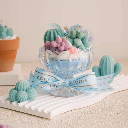 Sweet Succulent Swirl Cactus Candle
