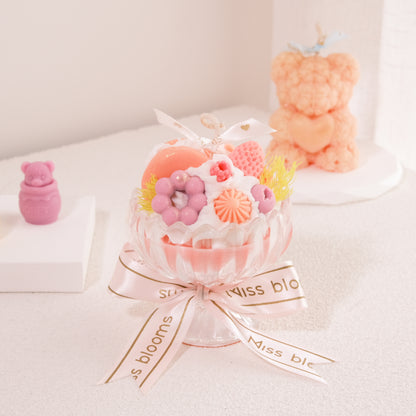 Two Miss Blooms Small Sundae Candles side by side showing both styles